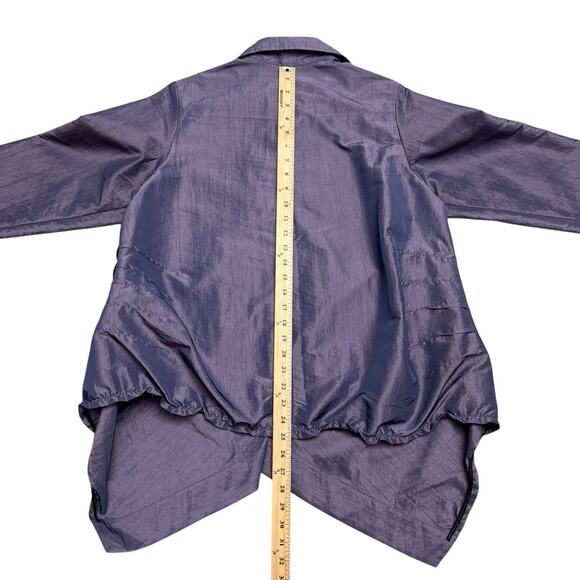 A La Mode by XiAO Taffeta Jacket Womens M Purple Asymmetrical Button Lagenlook - Picture 14 of 16